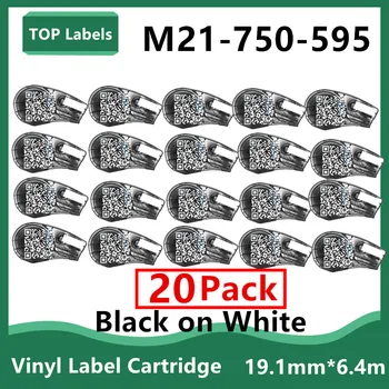 20 Упаковок Сменных M21-750-595- Виниловая этикетка с картриджем WT Черный на белом 19,1 мм Используется для этикетирования лабораторного оборудования