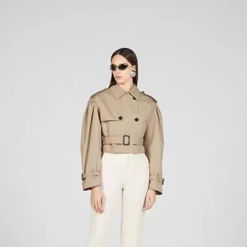 Осенью 2023 Года, новый женский двубортный тренч с длинным рукавом, корейская модная куртка, высококачественные топы y2k