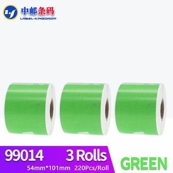 3 Рулона Универсальной этикетки зеленого цвета Dymo 99014 54 мм * 101 мм 220 шт., совместимой с турбопринтером LW450