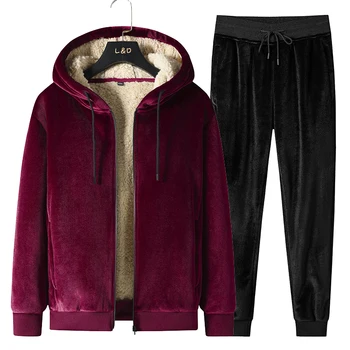Мужские комплекты Зима 2022, Модный двусторонний флисовый мужской свитер с капюшоном, утолщенный спортивный костюм из двух предметов, Горячая распродажа