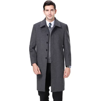 Новое поступление, Модное высококачественное зимнее пальто, мужская толстая Повседневная мужская шерстяная куртка на пуговицах X-long, большие размеры M-4XL