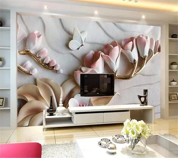 wellyu Обои на заказ papel de parede 3D Фаленопсис рельефный фон настенное украшение для гостиной рельефная роспись