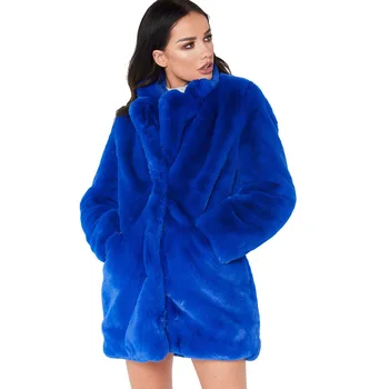Пальто для женщин 2023, Зимнее Свободное Меховое плюшевое пальто, Женское однотонное флисовое толстое пальто с длинным рукавом, Женская куртка