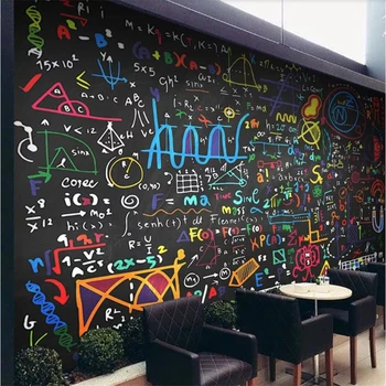 beibehang Пользовательские обои 3d фрески цветной мел математическая формула доска фон обои домашний декор фреска papel de parede