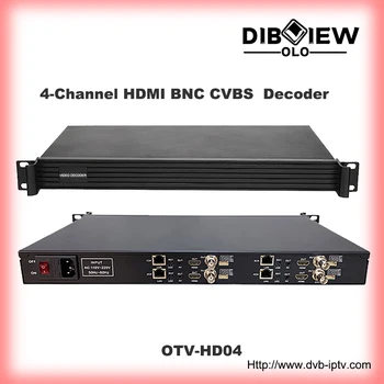 OTV-HD04 4-КАНАЛЬНЫЙ HDMI BNC CVBS IP Медиа-декодер H.264/H.265 вход декодера, декодирование до 4K 60 Кадров в секунду