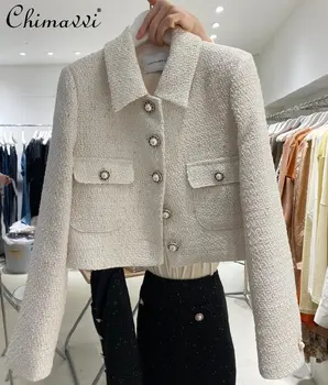 Модный короткий пиджак для женщин 2023, весна-осень, Новое корейское стильное Свободное универсальное пальто с длинными рукавами для поездок на работу