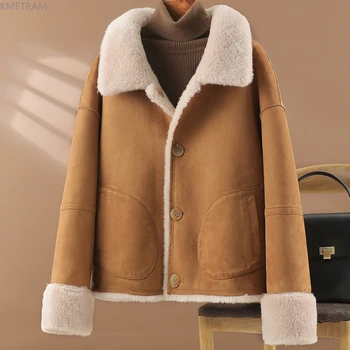 100% Куртка для стрижки овец, женские короткие шерстяные пальто для женщин, осень-зима, корейская модная шуба, женские шерстяные куртки Jaquetas