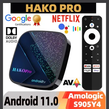 2023 HAKO Pro Smart TV Box Android 11 Amlogic S905Y4 4 ГБ/64 ГБ 2G/16 ГБ TVBOX Сертифицированная Google Поддержка Netflix AV1 Dolby Dual Wifi