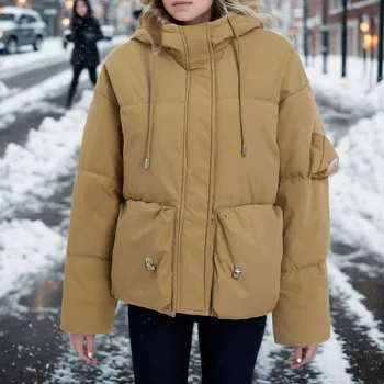 Зимняя модная куртка с хлопковой подкладкой, женское свободное универсальное повседневное теплое пальто, Ветровка, парка, Зимняя женская одежда