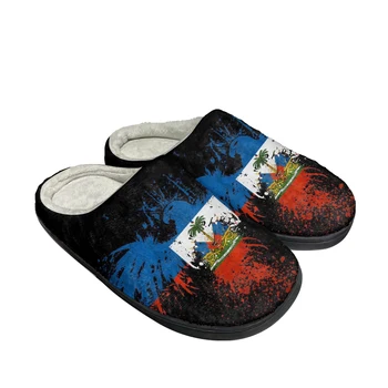 Горячие Хлопковые тапочки с Флагом Гаити на заказ, мужские и женские Новейшие сандалии, Плюшевые домашние теплые туфли для спальни, Термальные тапочки