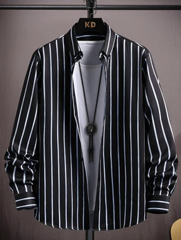 Мужская повседневная рубашка в полоску, Удобный специальный дизайн, Топы с длинным рукавом, удобные в уходе, Высококачественные рубашки с отложным воротником C87