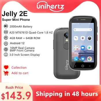 Unihertz Jelly 2E Super Mini Смартфон Android 12 Разблокированный 4 ГБ 64 ГБ Мобильный телефон 2000 мАч 16 Мп 4g Мобильные телефоны