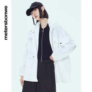 Metersbonwe, женская осенняя куртка, Новое модное свободное женское пальто объемного Силуэта, Брендовый высококачественный топ