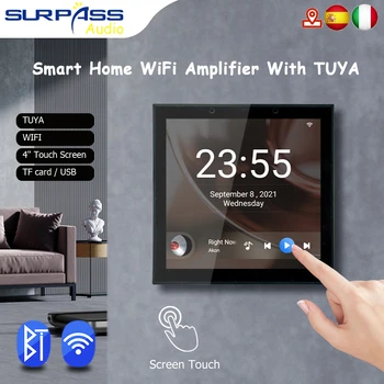 4-дюймовый Умный Настенный Усилитель TUYA WiFi Аудио Музыка Аудио Android 8,1 Система Bluetooth Усилитель Для Домашнего Кинотеатра Стерео Поддержка Tuya USB TF