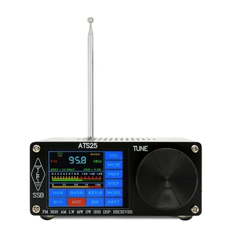 Оригинальный Многополосный радиоприемник ATS-25 Si4732 FM LW (MW SW) SSB + 2,4-дюймовый сенсорный ЖК-дисплей + Штыревая антенна + Аккумулятор + USB-кабель + Динамик