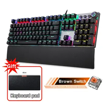 Игровая механическая клавиатура RYRA 108 клавиш, проводные клавиатуры, зеленый, черный Чай, Axis RGB с подставкой для рук, для киберспортивных ПК, компьютерных геймеров