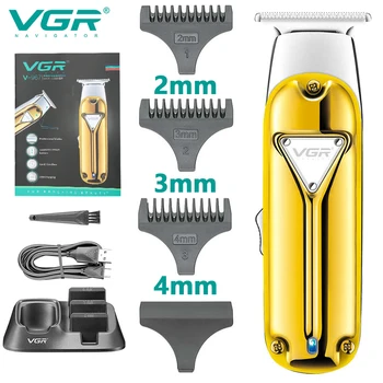 VGR Trimmer Профессиональный Триммер для волос, Металлические Электробритвы, Машинка для стрижки Волос, Беспроводная Машинка для Стрижки Волос, Парикмахерская 0 мм, Подставка V-967