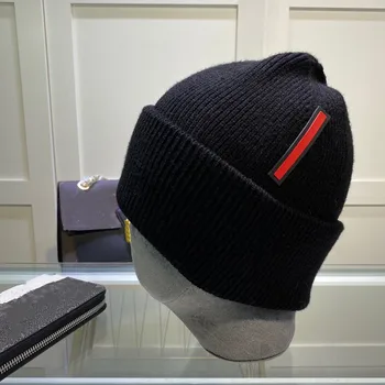 Осенне-зимняя новинка 2023, классическая вязаная шапка Унисекс, модная легкая дышащая черно-синяя высококачественная шапка-пуловер