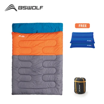 BSWolf Сверхлегкий Спальный мешок для Кемпинга, водонепроницаемый, сохраняющий тепло, Двойной хлопковый спальный мешок для взрослых для путешествий на открытом воздухе 2.2/3.0/3.5 кг