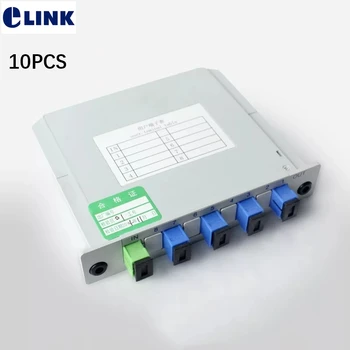 10шт 1x4 LGX box оптоволоконный разветвитель GEPON FTTH SM SC/UPC SC/APC оптический ПЛК-соединитель 1 * 4 Кассеты телекоммуникационного уровня GPON splitter ELINK