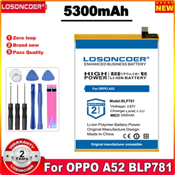Аккумулятор мобильного телефона LOSONCOER 5300 мАч BLP781 для OPPO A52 A52