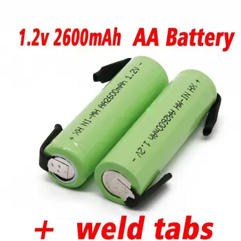 Аккумуляторная батарея AA 1,2 В 2600 мАч Ni MH, зеленая оболочка, электрическая бритва Philips, зубная щетка со сварочным наконечником