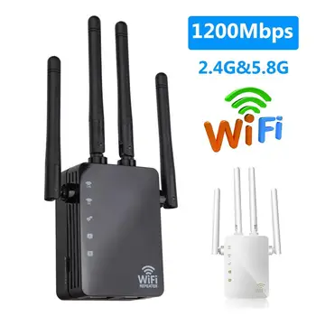 Расширитель диапазона Wi-Fi 1200 Мбит/с, Двухдиапазонный Усилитель интернет-сигнала Wi-Fi 2,4/5 ГГц, Беспроводной Ретранслятор для маршрутизатора, Простая настройка WPS