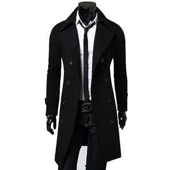 Модные Новые поступления, Осенне-зимний тренч, мужская брендовая одежда, крутое мужское Длинное пальто, высококачественное хлопковое мужское пальто M-3XL