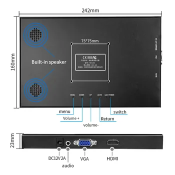 Портативный монитор HD 1080P IPS LCD для PS3 PS4 XBOx360 с интерфейсом VGA HDMI, 10,1-дюймовый Компьютерный игровой монитор ПК