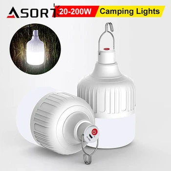 Светодиодный фонарь для кемпинга, USB Перезаряжаемый Подвесной Светильник для палатки, Портативная Аварийная лампа, Походный фонарик для рыбалки, Наружная лампа 3 режима