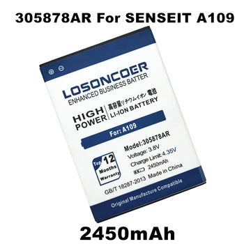 Аккумулятор LOSONCOER 2450 мАч 305878AR для аккумулятора SENSEIT A109