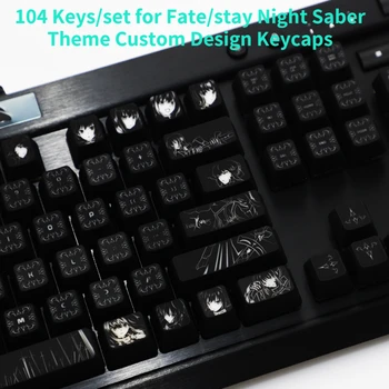 104 Клавиши/набор для темы Fate/stay Night Saber Индивидуальный Дизайн Клавишных Колпачков Механическая Клавиатура Keycaps для Corsair K70 K95 Razer С подсветкой