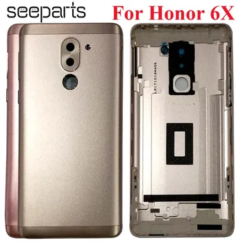 Новая Задняя крышка Батарейного отсека Корпус Чехол для Huawei Honor 6x С объективом камеры + Кнопки регулировки громкости питания Сменный задний корпус