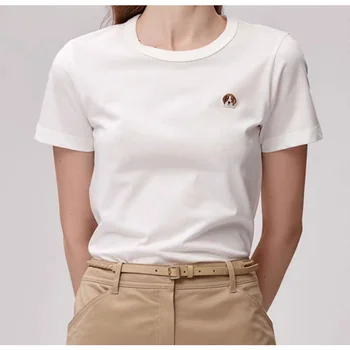Новая антибактериальная женская футболка из 100% хлопка с короткими рукавами и вышитым логотипом HAZZYS, повседневная Свободная футболка с короткими рукавами