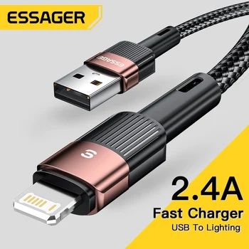 Essager USB Кабель Для iPhone 14 13 12 11 Pro Xs Max X Xr 8 7 6 Быстрая Зарядка Линии Передачи данных Зарядное Устройство Для iPad Провод Мобильного Телефона
