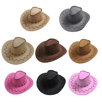 Модная ковбойская шляпа в западном стиле с широкими полями из замшевой ткани, универсальная шляпа для унисекс