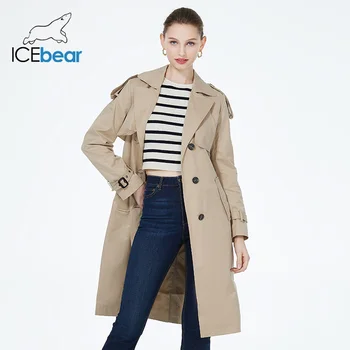 ICEbear 2023, новая женская осенняя ветровка, высококачественная длинная однобортная женская модная одежда, брендовая одежда GWF20029D