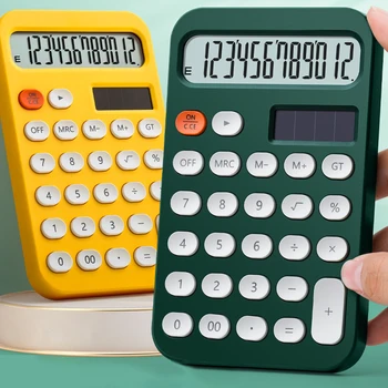 Милый Креативный маленький портативный электронный калькулятор ярких цветов с 12 цифрами для домашнего Офиса, школьных Инструментов финансового учета