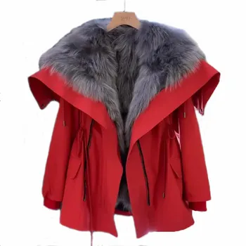 Новая Женская Парка с мехом, Женская Меховая куртка 2023, Модная Женская Меховая куртка, Теплые модные Куртки и пальто для женщин, Верхняя одежда