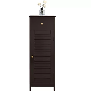 2023 Новый Деревянный напольный шкаф для хранения SMILE MART с выдвижным ящиком и дверцей с одной шторкой для ванной комнаты, гостиной, Эспрессо