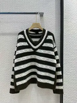 Модные женские пуловеры и свитера Fyion 2023 для подиума, Роскошный известный бренд, полосатая кашемировая одежда европейского дизайна