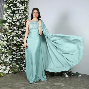 Атласное платье с вырезом на одно плечо, трапециевидной формы, с пайетками, платье для выпускного вечера длиной до пола, Элегантное Вечернее платье для женщин 2023