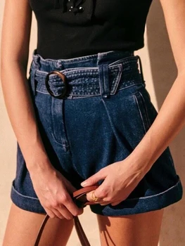 Джинсовые шорты с высокой талией для женщин 2023 Летняя Одежда Модные Уличные Низы Женские Повседневные Короткие брюки Джинсы