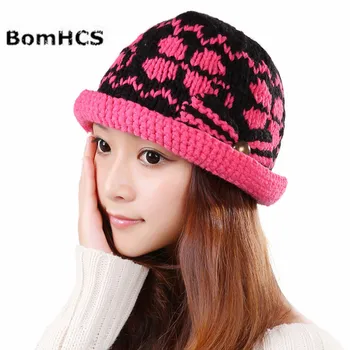 BomHCS Уличная мода, женская вязаная крючком шапочка, берет, Мешковатая шапка ручной работы 100%, зимняя теплая кепка, шапки