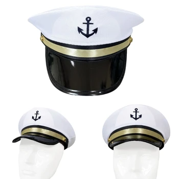 Стильная Белая шляпа Skippers для мужчин и женщин, Декоративная Шляпа, Аксессуар для Головы, Прямая поставка