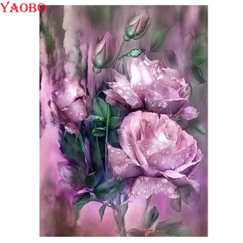 5D Вышивка крестиком Алмазная живопись Фиолетовая Роза Diy Алмазная Мозаика Хобби Ремесла Алмазная вышивка Картины из горного хрусталя Современное искусство