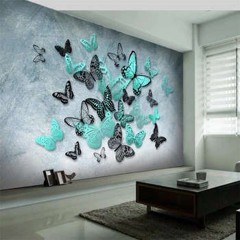 beibehang Индивидуальные большие фрески, модное обустройство дома, HD ручная роспись, 3D стерео бабочка, ностальгические фоновые обои