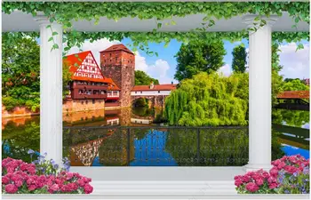 3d обои с пользовательской фотообоей Римская колонна балкон пейзаж замка украшение комнаты роскошные 3D фотообои на стену
