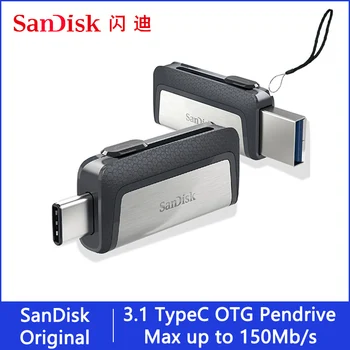 Sandisk Type C OTG USB Флэш-накопитель 128 ГБ Флешка 128 ГБ 64 ГБ 32 ГБ 256 ГБ 16 ГБ Флеш-накопитель 3.1 USB-накопитель с ключевой памятью