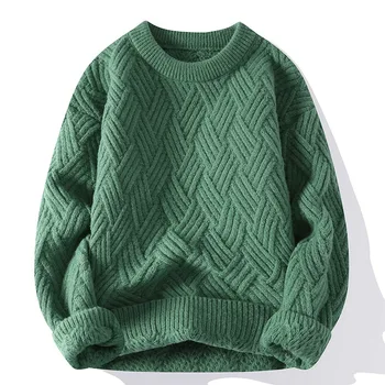 Осенне-зимний мужской повседневный пуловер 2022, шерстяной свитер, Теплый зимний мужской однотонный свитер с круглым вырезом, мужской Модный свитер твист-вит
